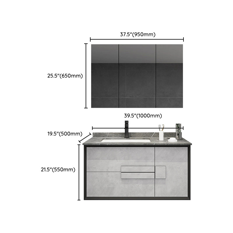 Modern Wall Mount Stone Bathroom Vanity Set with Doors Mirror Clearhalo 'Bathroom Remodel & Bathroom Fixtures' 'Bathroom Vanities' 'bathroom_vanities' 'Home Improvement' 'home_improvement' 'home_improvement_bathroom_vanities' 8052302