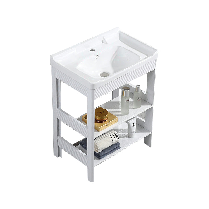 Modern Freestanding Sink Included Sink Vanity in White for Bathroom Bathroom Vanity 24"L x 16"W x 32"H Door Not Included Clearhalo 'Bathroom Remodel & Bathroom Fixtures' 'Bathroom Vanities' 'bathroom_vanities' 'Home Improvement' 'home_improvement' 'home_improvement_bathroom_vanities' 8052313