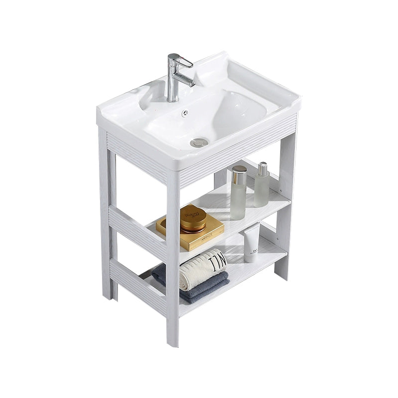 Modern Freestanding Sink Included Sink Vanity in White for Bathroom Vanity & Faucet 24"L x 16"W x 32"H Door Not Included Clearhalo 'Bathroom Remodel & Bathroom Fixtures' 'Bathroom Vanities' 'bathroom_vanities' 'Home Improvement' 'home_improvement' 'home_improvement_bathroom_vanities' 8052319