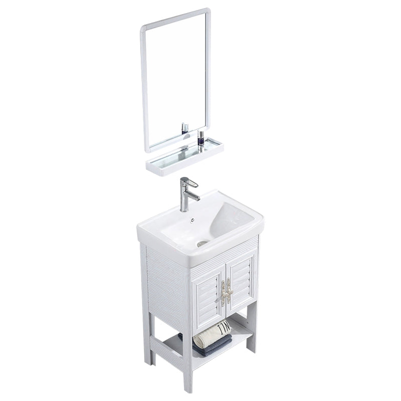 Modern Freestanding Sink Included Sink Vanity in White for Bathroom Vanity & Faucet & Mirrors 20"L x 14"W x 32"H 2 Clearhalo 'Bathroom Remodel & Bathroom Fixtures' 'Bathroom Vanities' 'bathroom_vanities' 'Home Improvement' 'home_improvement' 'home_improvement_bathroom_vanities' 8052331