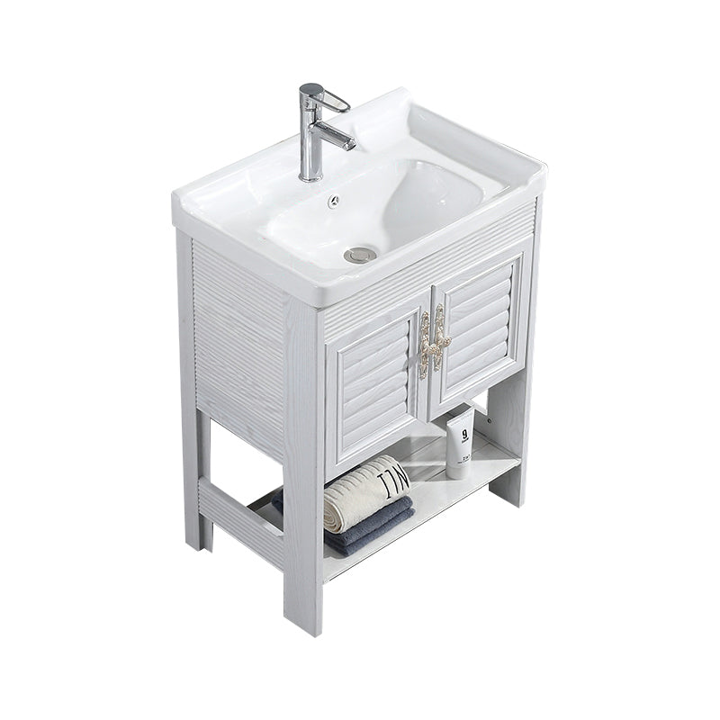 Modern Freestanding Sink Included Sink Vanity in White for Bathroom Vanity & Faucet 24"L x 16"W x 32"H 2 Clearhalo 'Bathroom Remodel & Bathroom Fixtures' 'Bathroom Vanities' 'bathroom_vanities' 'Home Improvement' 'home_improvement' 'home_improvement_bathroom_vanities' 8052335