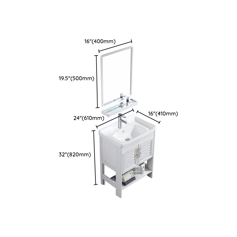 Modern Freestanding Sink Included Sink Vanity in White for Bathroom Clearhalo 'Bathroom Remodel & Bathroom Fixtures' 'Bathroom Vanities' 'bathroom_vanities' 'Home Improvement' 'home_improvement' 'home_improvement_bathroom_vanities' 8052339