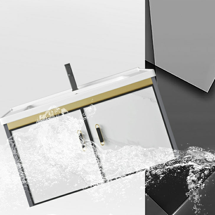 Modern Wall Mount Sink Vanity with Faucet Sink Doors for Bathroom Clearhalo 'Bathroom Remodel & Bathroom Fixtures' 'Bathroom Vanities' 'bathroom_vanities' 'Home Improvement' 'home_improvement' 'home_improvement_bathroom_vanities' 8052364