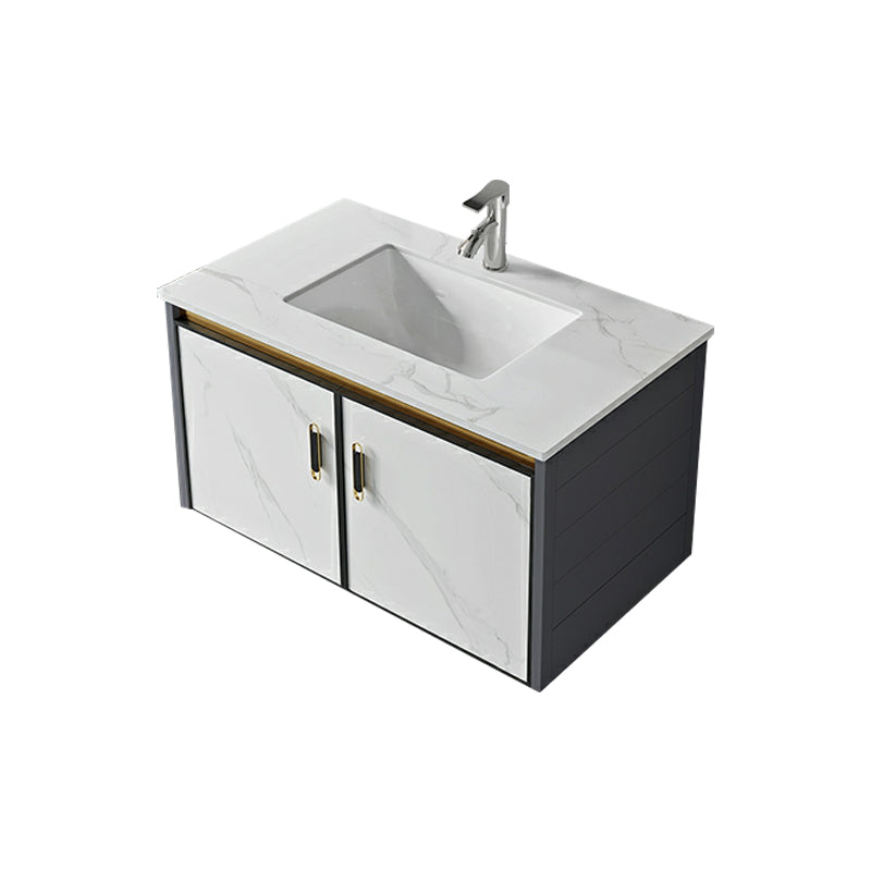 Modern Wall Mount Sink Vanity with Faucet Sink Doors for Bathroom Vanity & Faucet 31"L x 19"W x 16"H Stone Clearhalo 'Bathroom Remodel & Bathroom Fixtures' 'Bathroom Vanities' 'bathroom_vanities' 'Home Improvement' 'home_improvement' 'home_improvement_bathroom_vanities' 8052371