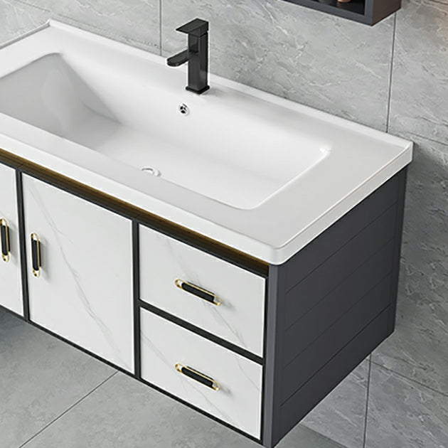 Modern Wall Mount Sink Vanity with Faucet Sink Doors for Bathroom Clearhalo 'Bathroom Remodel & Bathroom Fixtures' 'Bathroom Vanities' 'bathroom_vanities' 'Home Improvement' 'home_improvement' 'home_improvement_bathroom_vanities' 8052372