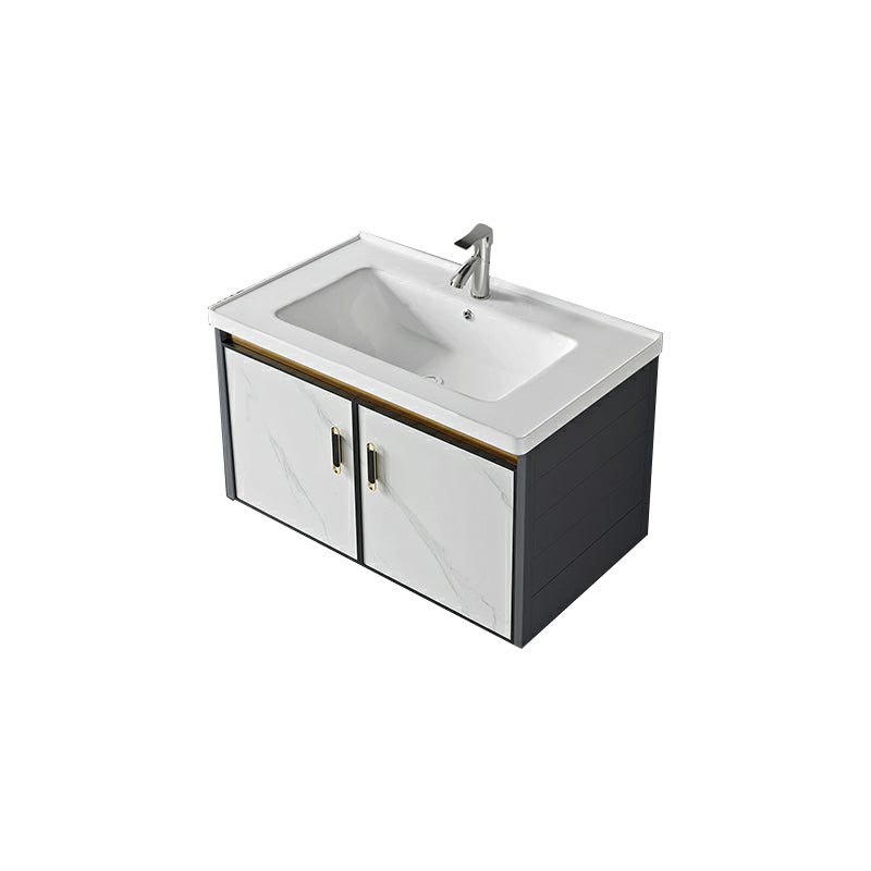 Modern Wall Mount Sink Vanity with Faucet Sink Doors for Bathroom Vanity & Faucet 31"L x 19"W x 16"H Ceramic Clearhalo 'Bathroom Remodel & Bathroom Fixtures' 'Bathroom Vanities' 'bathroom_vanities' 'Home Improvement' 'home_improvement' 'home_improvement_bathroom_vanities' 8052381