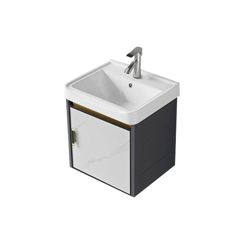 Modern Wall Mount Sink Vanity with Faucet Sink Doors for Bathroom Vanity & Faucet 17"L x 14"W x 16"H Ceramic Clearhalo 'Bathroom Remodel & Bathroom Fixtures' 'Bathroom Vanities' 'bathroom_vanities' 'Home Improvement' 'home_improvement' 'home_improvement_bathroom_vanities' 8052382