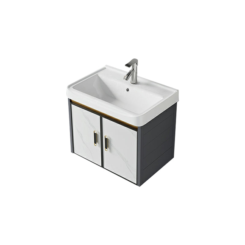 Modern Wall Mount Sink Vanity with Faucet Sink Doors for Bathroom Vanity & Faucet 20"L x 14"W x 16"H Ceramic Clearhalo 'Bathroom Remodel & Bathroom Fixtures' 'Bathroom Vanities' 'bathroom_vanities' 'Home Improvement' 'home_improvement' 'home_improvement_bathroom_vanities' 8052386