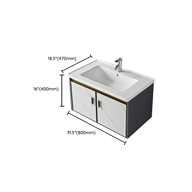 Modern Wall Mount Sink Vanity with Faucet Sink Doors for Bathroom Clearhalo 'Bathroom Remodel & Bathroom Fixtures' 'Bathroom Vanities' 'bathroom_vanities' 'Home Improvement' 'home_improvement' 'home_improvement_bathroom_vanities' 8052396