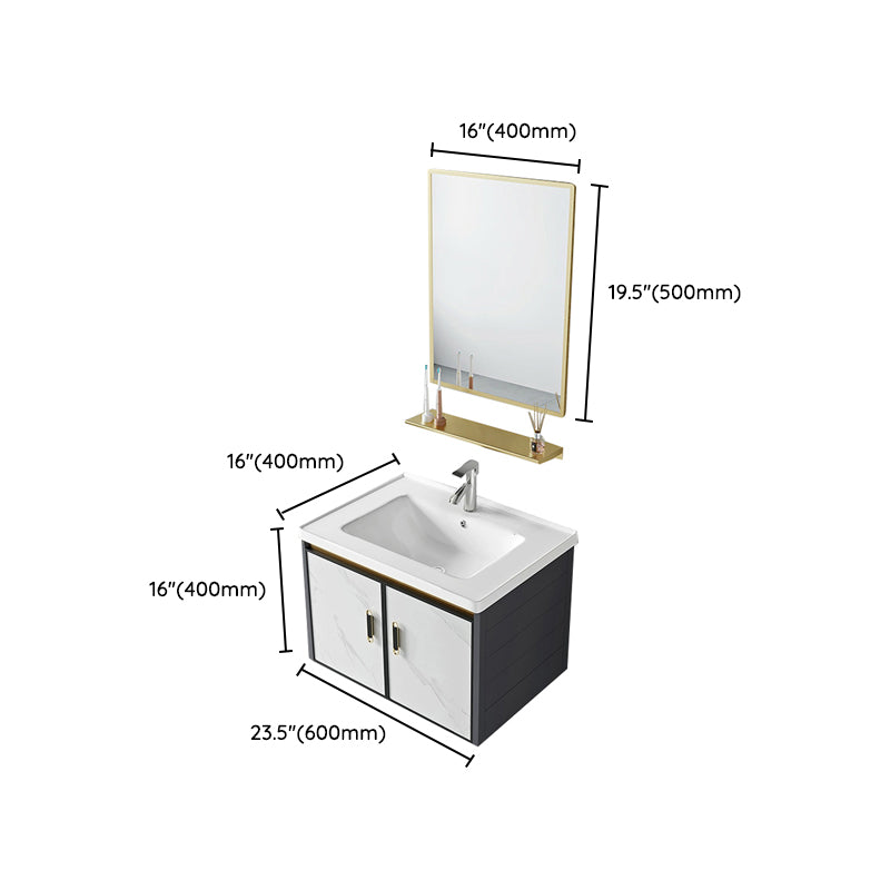 Modern Wall Mount Sink Vanity with Faucet Sink Doors for Bathroom Clearhalo 'Bathroom Remodel & Bathroom Fixtures' 'Bathroom Vanities' 'bathroom_vanities' 'Home Improvement' 'home_improvement' 'home_improvement_bathroom_vanities' 8052407