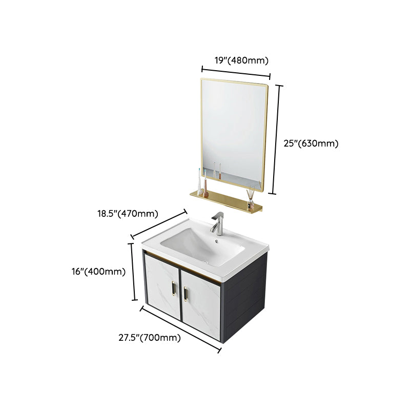 Modern Wall Mount Sink Vanity with Faucet Sink Doors for Bathroom Clearhalo 'Bathroom Remodel & Bathroom Fixtures' 'Bathroom Vanities' 'bathroom_vanities' 'Home Improvement' 'home_improvement' 'home_improvement_bathroom_vanities' 8052408