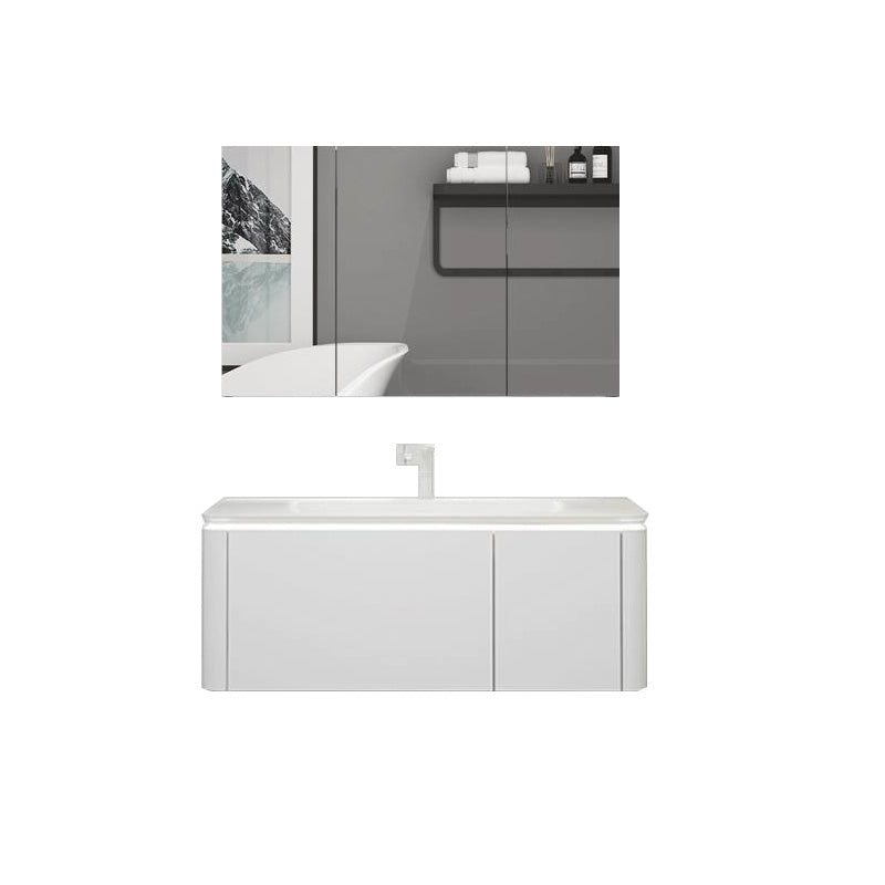 Modern Bathroom Vanity Ceramic Top Wall-Mounted Standalone Cabinet and Shelving Included Vanity & Faucet & Mirror Cabinet 47"L x 20"W x 20"H Smart Control Not Included Clearhalo 'Bathroom Remodel & Bathroom Fixtures' 'Bathroom Vanities' 'bathroom_vanities' 'Home Improvement' 'home_improvement' 'home_improvement_bathroom_vanities' 8061146