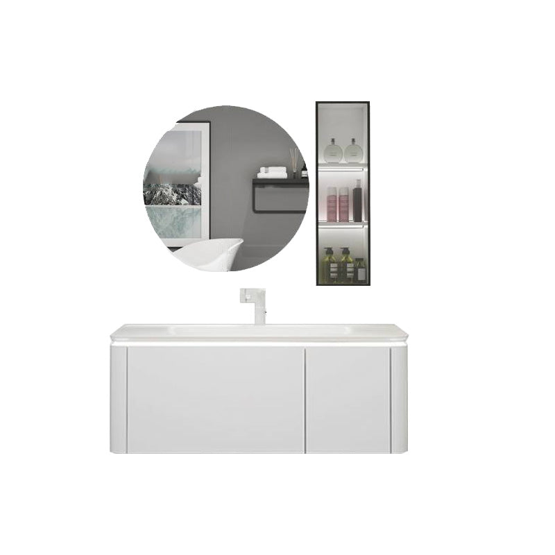 Modern Bathroom Vanity Ceramic Top Wall-Mounted Standalone Cabinet and Shelving Included Vanity & Faucet & Mirror & Sideboard 47"L x 20"W x 20"H Smart Control Included Clearhalo 'Bathroom Remodel & Bathroom Fixtures' 'Bathroom Vanities' 'bathroom_vanities' 'Home Improvement' 'home_improvement' 'home_improvement_bathroom_vanities' 8061153