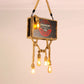 Four-bulb Chandelier Wood Luggage Vintage Pendant Light in Beige for Coffee Shop Beige C Clearhalo 'Ceiling Lights' 'Chandeliers' Lighting' options 80634_b48b20d6-a009-476f-b8fc-eea1dc1be168