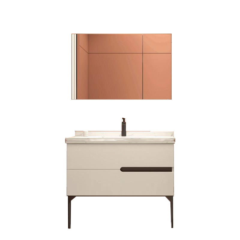 Modern Bathroom Vanity Free-standing Standard Ceramic Top Backsplash Included Vanity & Faucet & Mirror Cabinet 35"L x 18"W x 33"H Smart Control Not Included Clearhalo 'Bathroom Remodel & Bathroom Fixtures' 'Bathroom Vanities' 'bathroom_vanities' 'Home Improvement' 'home_improvement' 'home_improvement_bathroom_vanities' 8075226