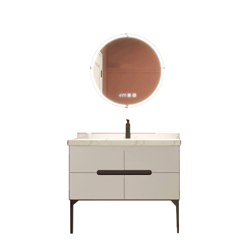 Modern Bathroom Vanity Free-standing Standard Ceramic Top Backsplash Included Vanity & Faucet & Mirrors 47"L x 18"W x 33"H Smart Control Included Clearhalo 'Bathroom Remodel & Bathroom Fixtures' 'Bathroom Vanities' 'bathroom_vanities' 'Home Improvement' 'home_improvement' 'home_improvement_bathroom_vanities' 8075231