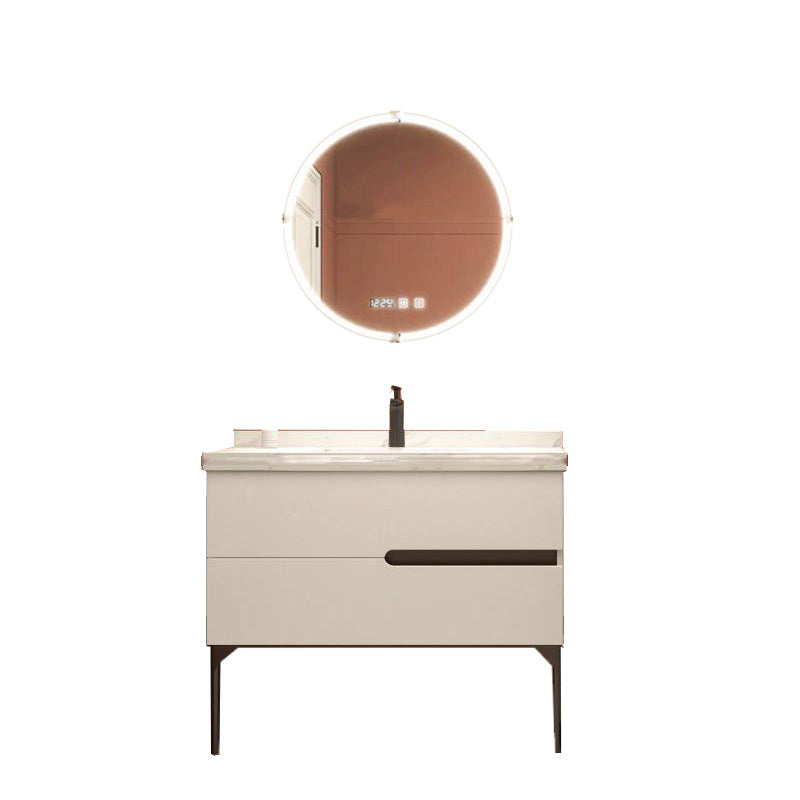 Modern Bathroom Vanity Free-standing Standard Ceramic Top Backsplash Included Vanity & Faucet & Mirrors 39"L x 18"W x 33"H Smart Control Included Clearhalo 'Bathroom Remodel & Bathroom Fixtures' 'Bathroom Vanities' 'bathroom_vanities' 'Home Improvement' 'home_improvement' 'home_improvement_bathroom_vanities' 8075232