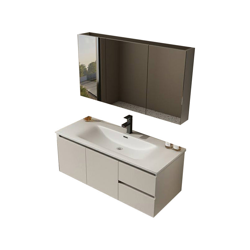 Wall Mount Bathroom Vanity Set White Wood Frame Rectangular Single Sink Scratch Resistant 43.3"L x 19.7"W x 19.7"H Clearhalo 'Bathroom Remodel & Bathroom Fixtures' 'Bathroom Vanities' 'bathroom_vanities' 'Home Improvement' 'home_improvement' 'home_improvement_bathroom_vanities' 8080619