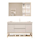 White Bathroom Vanity Wood Frame Mirror Waterproof Single Sink Overflow with 2 Drawers 40.2"L x 18.9"W x 31.5"H Clearhalo 'Bathroom Remodel & Bathroom Fixtures' 'Bathroom Vanities' 'bathroom_vanities' 'Home Improvement' 'home_improvement' 'home_improvement_bathroom_vanities' 8080635