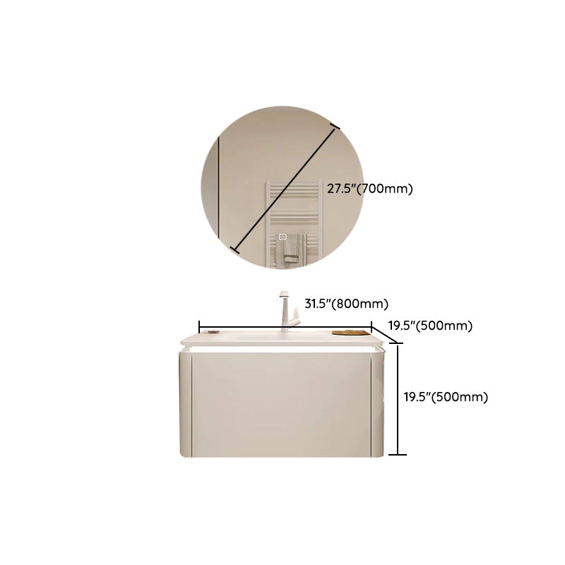 White Bathroom Vanity Stain Resistant Wood Frame Mirror Wall Mount with Faucet Clearhalo 'Bathroom Remodel & Bathroom Fixtures' 'Bathroom Vanities' 'bathroom_vanities' 'Home Improvement' 'home_improvement' 'home_improvement_bathroom_vanities' 8080990