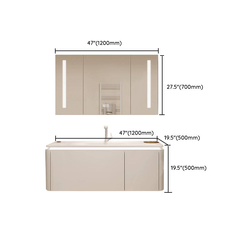 White Bathroom Vanity Stain Resistant Wood Frame Mirror Wall Mount with Faucet Clearhalo 'Bathroom Remodel & Bathroom Fixtures' 'Bathroom Vanities' 'bathroom_vanities' 'Home Improvement' 'home_improvement' 'home_improvement_bathroom_vanities' 8081000