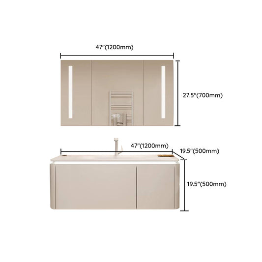White Bathroom Vanity Stain Resistant Wood Frame Mirror Wall Mount with Faucet Clearhalo 'Bathroom Remodel & Bathroom Fixtures' 'Bathroom Vanities' 'bathroom_vanities' 'Home Improvement' 'home_improvement' 'home_improvement_bathroom_vanities' 8081000
