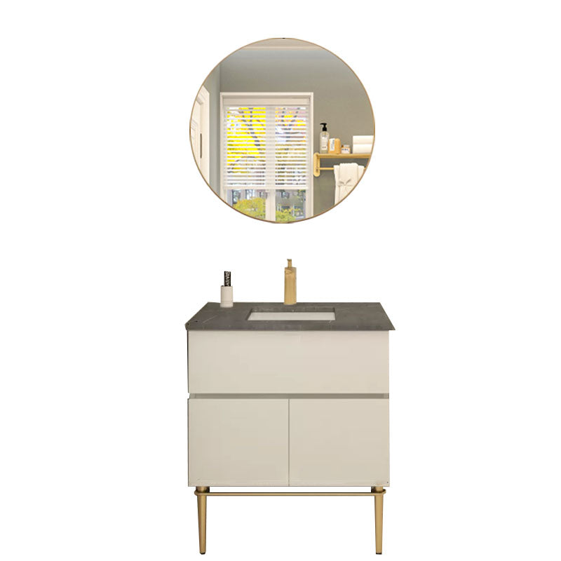 Modern Bathroom Vanity Set Limestone Top with Drawers and Basin Clearhalo 'Bathroom Remodel & Bathroom Fixtures' 'Bathroom Vanities' 'bathroom_vanities' 'Home Improvement' 'home_improvement' 'home_improvement_bathroom_vanities' 8081159