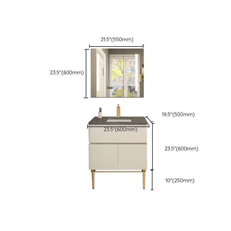 Modern Bathroom Vanity Set Limestone Top with Drawers and Basin Clearhalo 'Bathroom Remodel & Bathroom Fixtures' 'Bathroom Vanities' 'bathroom_vanities' 'Home Improvement' 'home_improvement' 'home_improvement_bathroom_vanities' 8081179