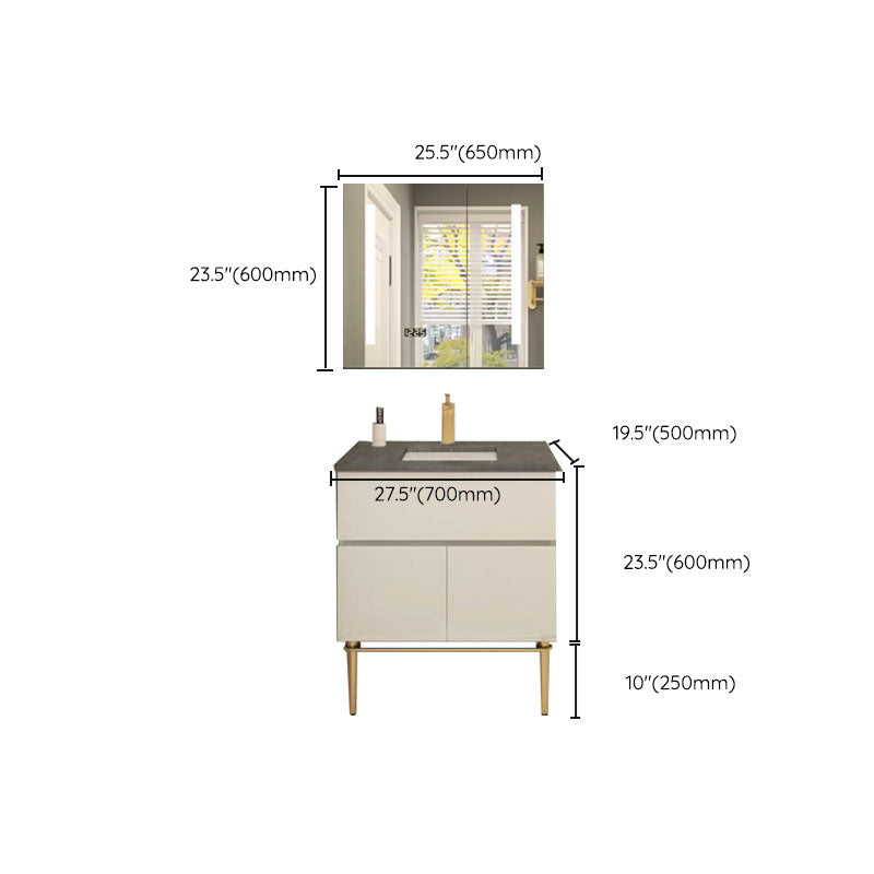Modern Bathroom Vanity Set Limestone Top with Drawers and Basin Clearhalo 'Bathroom Remodel & Bathroom Fixtures' 'Bathroom Vanities' 'bathroom_vanities' 'Home Improvement' 'home_improvement' 'home_improvement_bathroom_vanities' 8081180