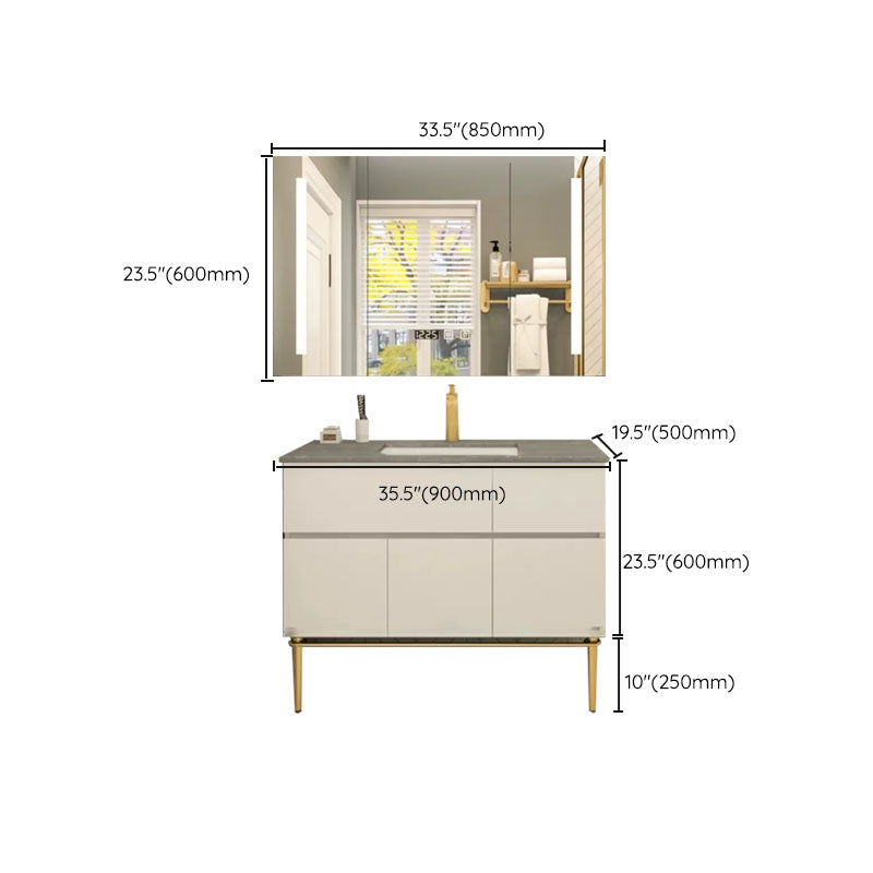 Modern Bathroom Vanity Set Limestone Top with Drawers and Basin Clearhalo 'Bathroom Remodel & Bathroom Fixtures' 'Bathroom Vanities' 'bathroom_vanities' 'Home Improvement' 'home_improvement' 'home_improvement_bathroom_vanities' 8081182