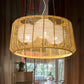 3-Light Guest Room Ceiling Chandelier Chinese Beige Pendant Light with Drum Bamboo Cage Clearhalo 'Ceiling Lights' 'Chandeliers' Lighting' options 808233
