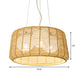 3-Light Guest Room Ceiling Chandelier Chinese Beige Pendant Light with Drum Bamboo Cage Clearhalo 'Ceiling Lights' 'Chandeliers' Lighting' options 808237