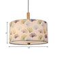 1 Bulb Ginkgo Leaves Suspension Light Countryside White Fabric Drum Ceiling Pendant Lamp Clearhalo 'Ceiling Lights' 'Pendant Lights' 'Pendants' Lighting' 808425