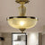 2-Bulb Semi Mount Lighting Retro Dome Frosted Glass Ceiling Light with Urn-Shaped Metal Rod in Gold Gold Clearhalo 'Ceiling Lights' 'Close To Ceiling Lights' 'Close to ceiling' 'Glass shade' 'Glass' 'Semi-flushmount' Lighting' 808523