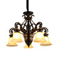 Black 3/5-Light Ceiling Chandelier Antiqued Frosted Glass Bell Shaped Up/Down Hanging Lamp Kit Clearhalo 'Ceiling Lights' 'Chandeliers' Lighting' options 808637