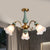 Gold/Black Floral Semi Mount Lighting Traditional Opal Glass 3/5 Heads Bedroom Close to Ceiling Lamp 3 Gold Clearhalo 'Ceiling Lights' 'Close To Ceiling Lights' 'Close to ceiling' 'Glass shade' 'Glass' 'Semi-flushmount' Lighting' 808647