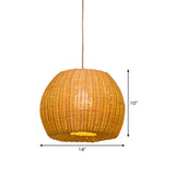 Khaki Dome Hanging Lamp Simple 1-Light Bamboo Woven Pendant Light Kit for Book Store Clearhalo 'Ceiling Lights' 'Pendant Lights' 'Pendants' Lighting' 809108