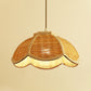 Hand Woven Scalloped Hanging Lamp Asian Bamboo 1 Bulb Restaurant Ceiling Pendant with Braided Trim Clearhalo 'Ceiling Lights' 'Pendant Lights' 'Pendants' Lighting' 809162