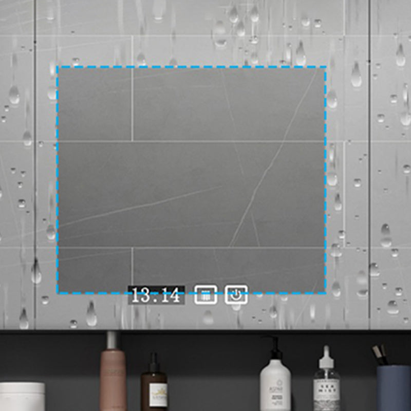 2 Drawers Bathroom Vanity Single Sink Wood Frame Mirror Soft Close Door in Grey Clearhalo 'Bathroom Remodel & Bathroom Fixtures' 'Bathroom Vanities' 'bathroom_vanities' 'Home Improvement' 'home_improvement' 'home_improvement_bathroom_vanities' 8092070