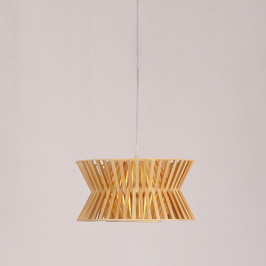 Curvaceous Wood Pendant Light Asian 1-Light 16"/19.5" Wide Beige Suspended Lighting Fixture Clearhalo 'Ceiling Lights' 'Pendant Lights' 'Pendants' Lighting' 809212