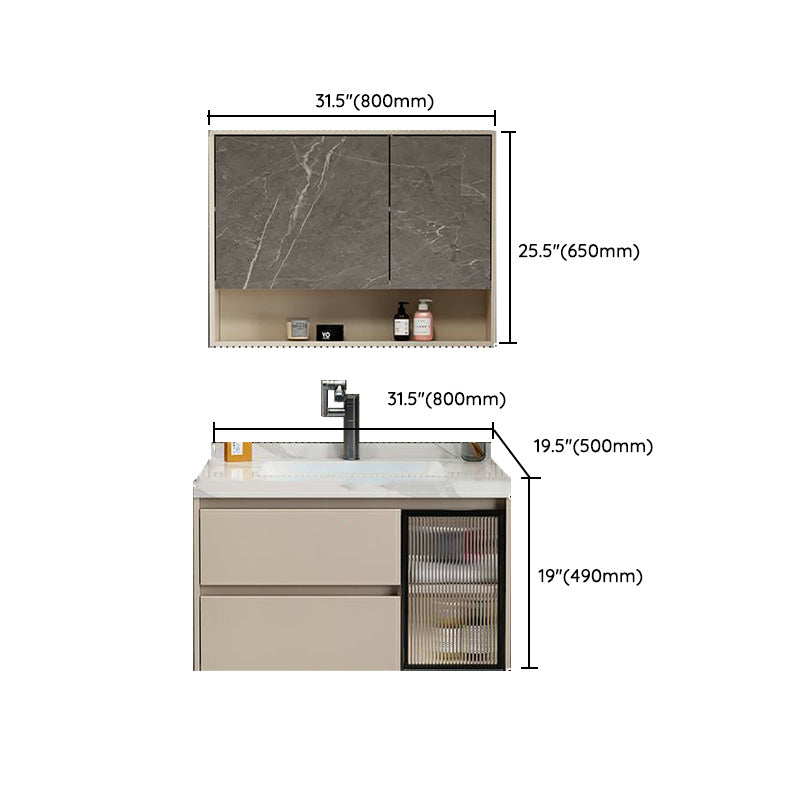 Single Sink Bathroom Vanity Set White 2 Drawers Wall-Mounted Wood Frame Rectangular Clearhalo 'Bathroom Remodel & Bathroom Fixtures' 'Bathroom Vanities' 'bathroom_vanities' 'Home Improvement' 'home_improvement' 'home_improvement_bathroom_vanities' 8092235