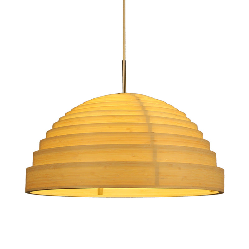 Bamboo Half Globe Hanging Light Asian 1 Head Wood Ceiling Suspension Lamp over Table Clearhalo 'Ceiling Lights' 'Pendant Lights' 'Pendants' Lighting' 809227