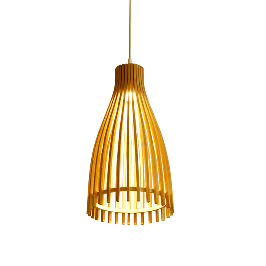 Conical Bamboo Strip Pendulum Lamp Japanese 1-Light Beige Hanging Ceiling Light for Tea House Clearhalo 'Ceiling Lights' 'Modern Pendants' 'Modern' 'Pendant Lights' 'Pendants' Lighting' 809258