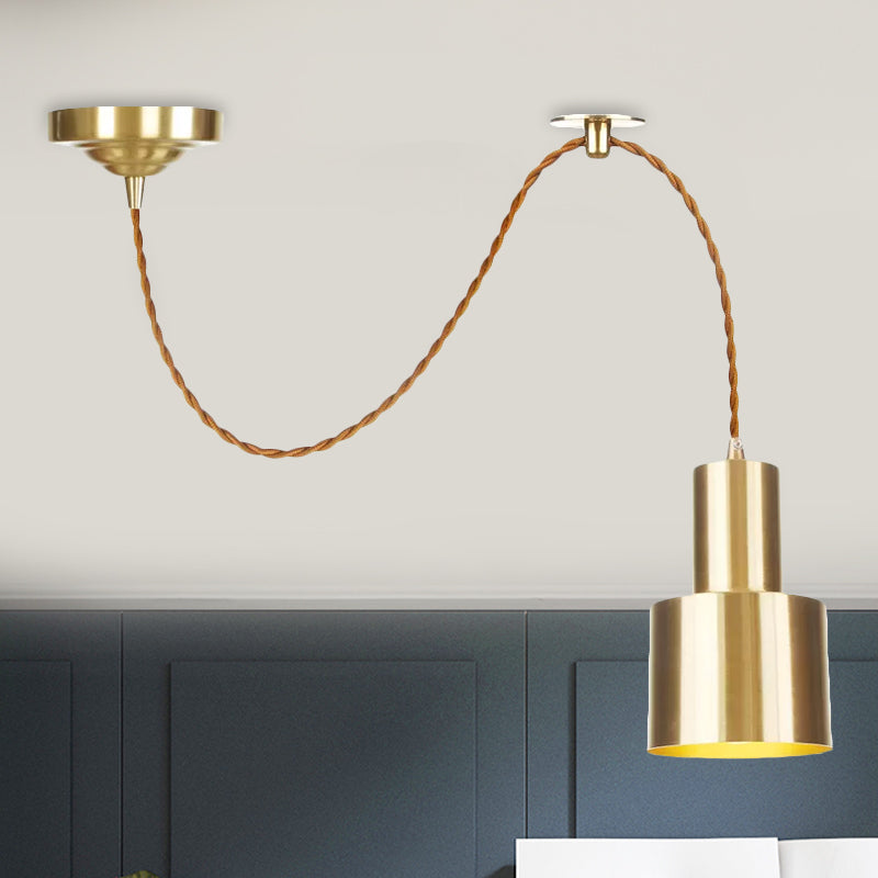 1 Light Cylinder Hanging Pendant Light Industrial Gold Metallic Adjustable Ceiling Hang Fixture Gold B Clearhalo 'Art Deco Pendants' 'Cast Iron' 'Ceiling Lights' 'Ceramic' 'Crystal' 'Industrial Pendants' 'Industrial' 'Metal' 'Middle Century Pendants' 'Pendant Lights' 'Pendants' 'Tiffany' Lighting' 809286