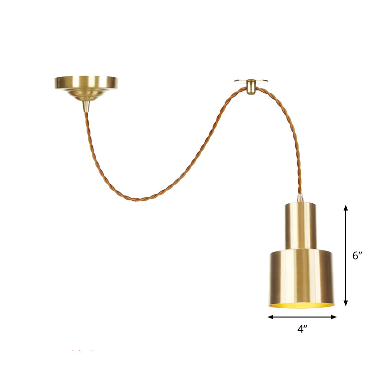 1 Light Cylinder Hanging Pendant Light Industrial Gold Metallic Adjustable Ceiling Hang Fixture Clearhalo 'Art Deco Pendants' 'Cast Iron' 'Ceiling Lights' 'Ceramic' 'Crystal' 'Industrial Pendants' 'Industrial' 'Metal' 'Middle Century Pendants' 'Pendant Lights' 'Pendants' 'Tiffany' Lighting' 809290