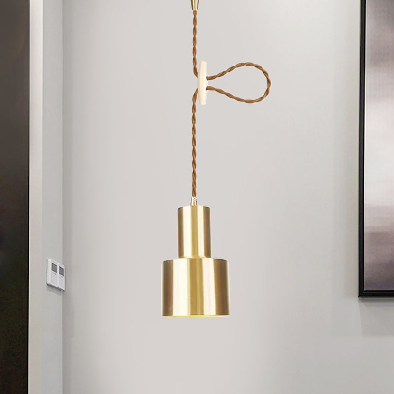 1 Light Cylinder Hanging Pendant Light Industrial Gold Metallic Adjustable Ceiling Hang Fixture Gold A Clearhalo 'Art Deco Pendants' 'Cast Iron' 'Ceiling Lights' 'Ceramic' 'Crystal' 'Industrial Pendants' 'Industrial' 'Metal' 'Middle Century Pendants' 'Pendant Lights' 'Pendants' 'Tiffany' Lighting' 809291