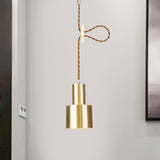 1 Light Cylinder Hanging Pendant Light Industrial Gold Metallic Adjustable Ceiling Hang Fixture Gold A Clearhalo 'Art Deco Pendants' 'Cast Iron' 'Ceiling Lights' 'Ceramic' 'Crystal' 'Industrial Pendants' 'Industrial' 'Metal' 'Middle Century Pendants' 'Pendant Lights' 'Pendants' 'Tiffany' Lighting' 809291