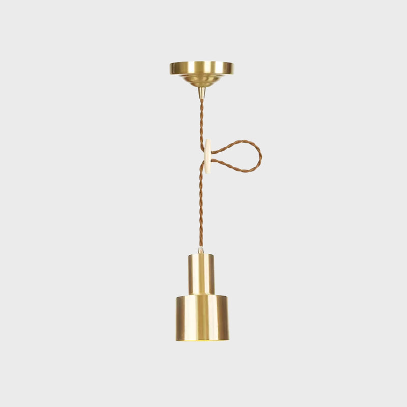 1 Light Cylinder Hanging Pendant Light Industrial Gold Metallic Adjustable Ceiling Hang Fixture Clearhalo 'Art Deco Pendants' 'Cast Iron' 'Ceiling Lights' 'Ceramic' 'Crystal' 'Industrial Pendants' 'Industrial' 'Metal' 'Middle Century Pendants' 'Pendant Lights' 'Pendants' 'Tiffany' Lighting' 809294