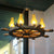 8 Lights Chandelier Lighting Coastal Corridor Wood Rudder Pendant Light Kit with Vase Yellow Crackle Glass Shade Yellow Clearhalo 'Ceiling Lights' 'Chandeliers' 'Close To Ceiling Lights' 'Glass shade' 'Glass' 'Industrial Chandeliers' 'Industrial' 'Middle Century Chandeliers' 'Tiffany' Lighting' 809296
