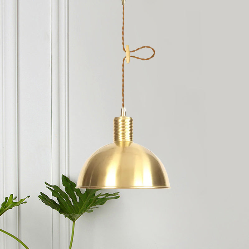 Dome Metal Drop Pendant Farmhouse 1 Light Living Room Hanging Ceiling Light in Gold Clearhalo 'Art Deco Pendants' 'Cast Iron' 'Ceiling Lights' 'Ceramic' 'Crystal' 'Industrial Pendants' 'Industrial' 'Metal' 'Middle Century Pendants' 'Pendant Lights' 'Pendants' 'Tiffany' Lighting' 809370